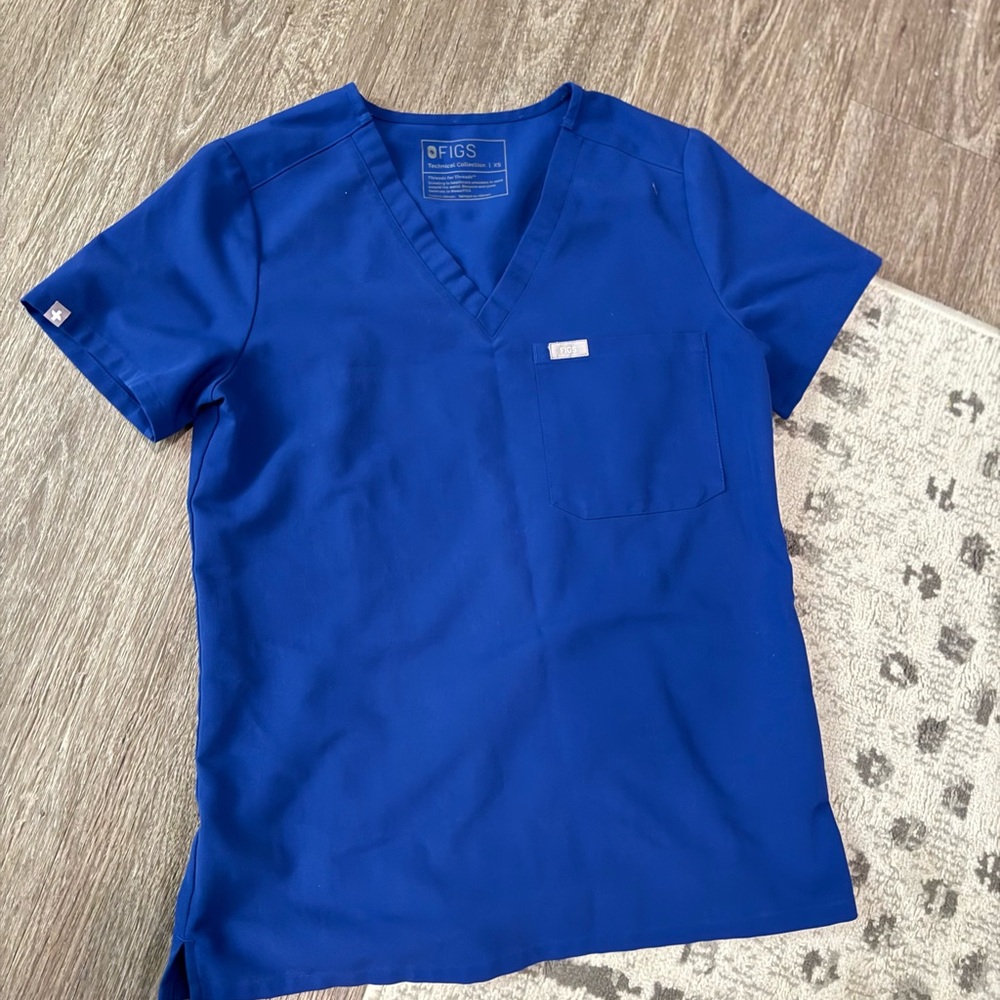 Figs Royal Blue V-Neck Scrub Top